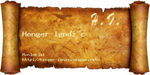 Henger Ignác névjegykártya
