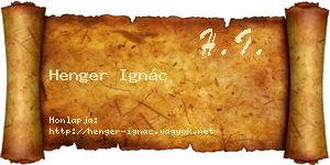 Henger Ignác névjegykártya